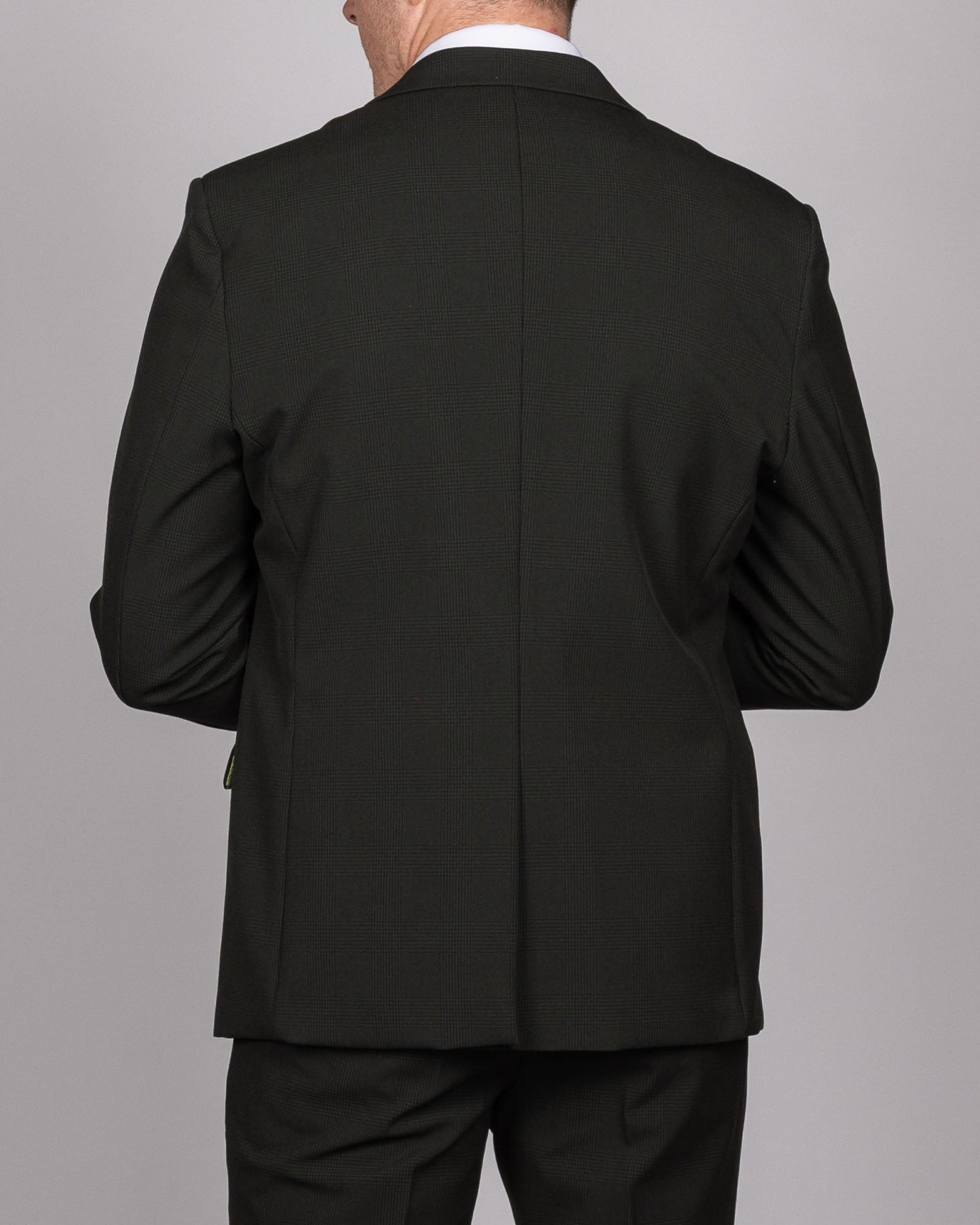 Bromley - Olive Green Double Breasted Check Blazer