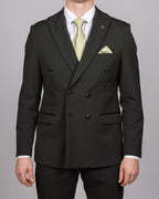 Bromley - Olive Green Double Breasted Check Blazer