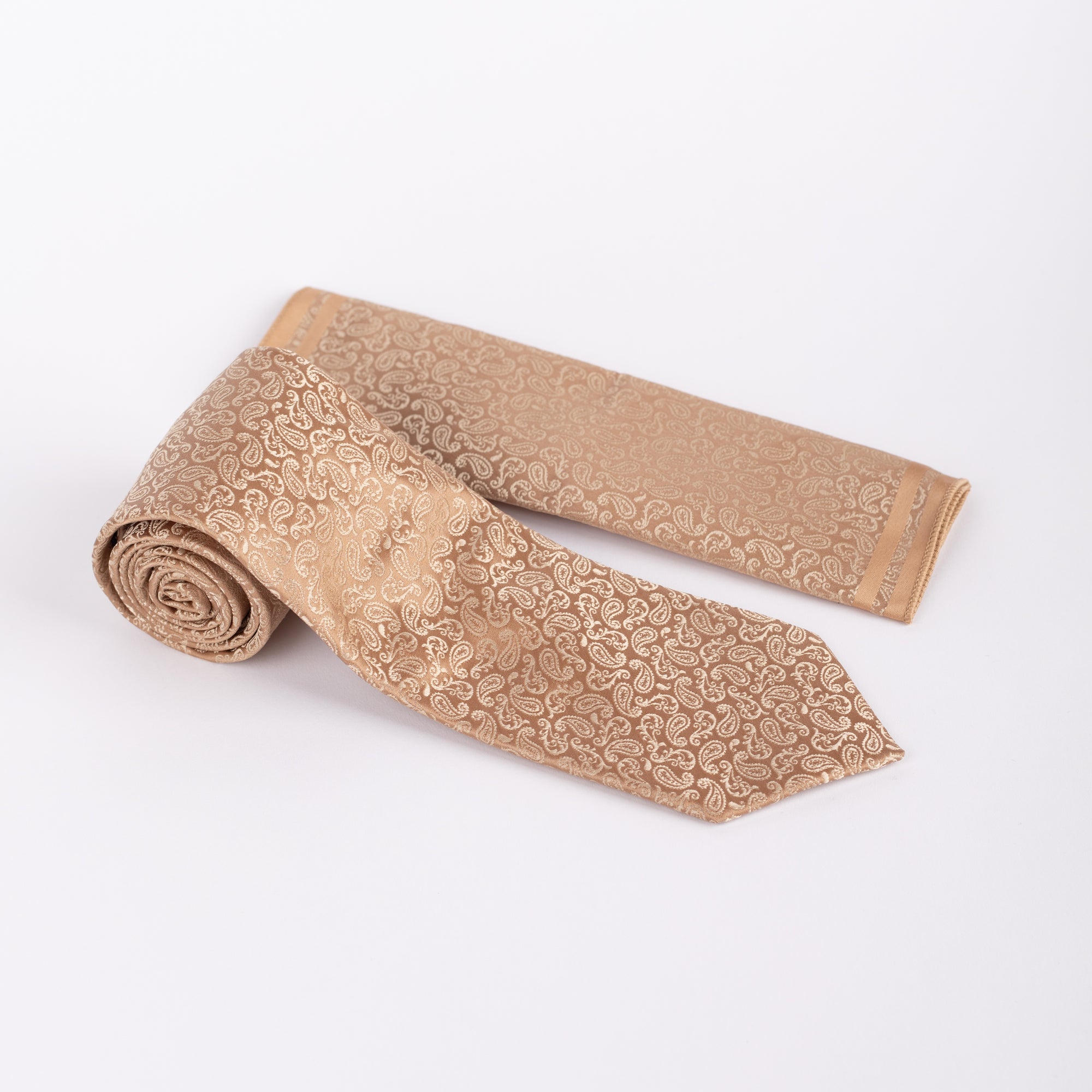 MC Mini Paisley - Tie & Pocket Square Set in Champagne