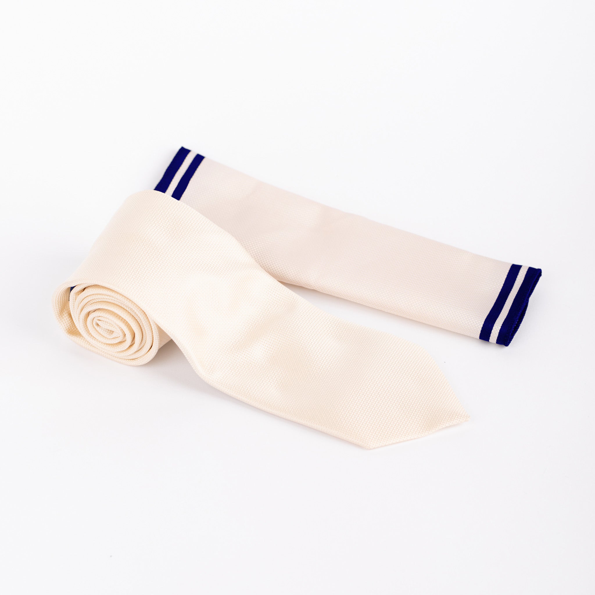 MC Textured - Tie & Pocket Square Set in Cream