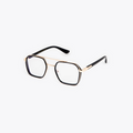 Retro-Inspired Black Rim Hexagonal Eyeglasses