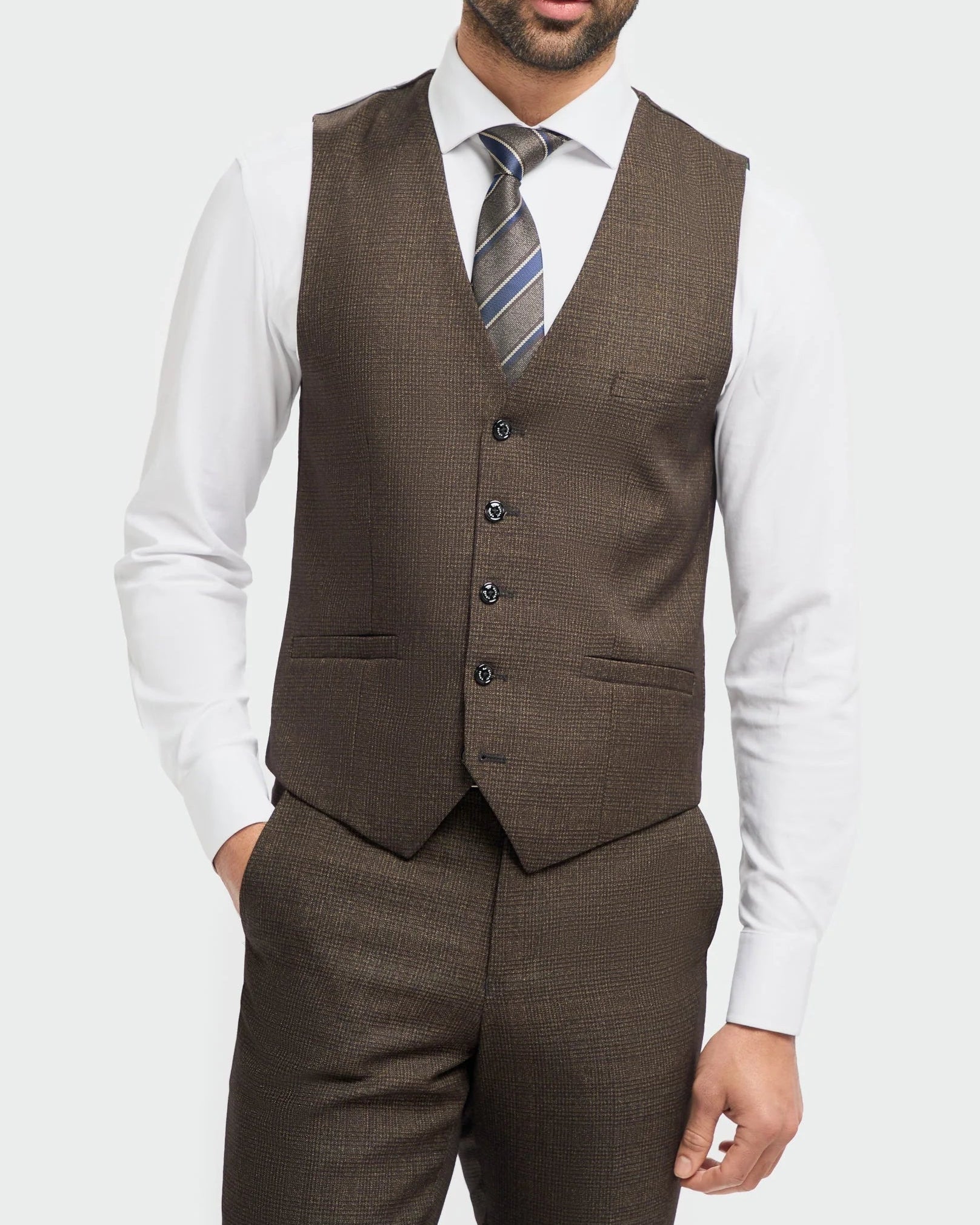 Caridi - Brown Slim Fit Waistcoat
