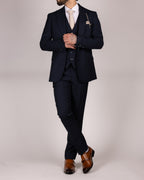 Caridi Navy Check Three Piece Suit