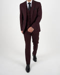 Caridi Wine Regular Check Three Piece Suit