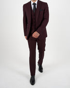 Caridi Wine Regular Check Three Piece Suit