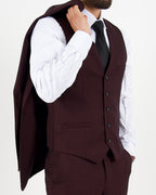 Caridi Wine Regular Check Three Piece Suit