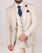 Caridi Beige Check Three Piece Suit