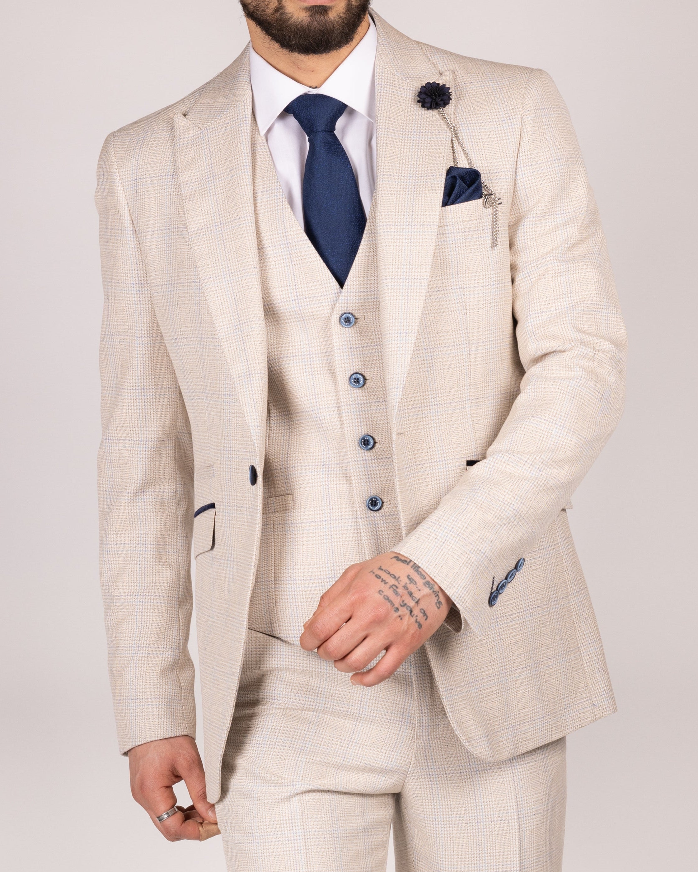 Caridi - Beige Slim Fit Blazer