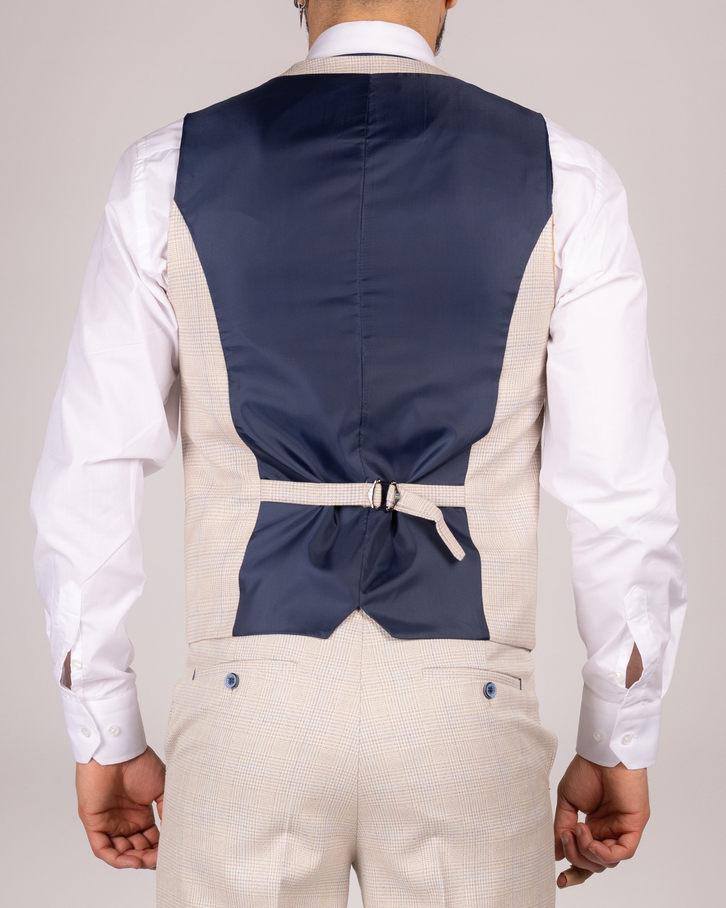 Caridi Beige Check Three Piece Suit