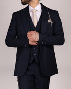 Caridi Navy Check Three Piece Suit