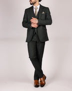 Caridi Olive Check Three Piece Suit