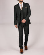 Caridi Olive Check Three Piece Suit