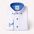 Charlie - White Oxford Shirt With Blue Buttons