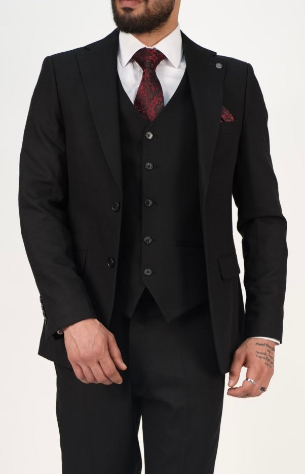 Milano Premium Black Blazer & Waistcoat