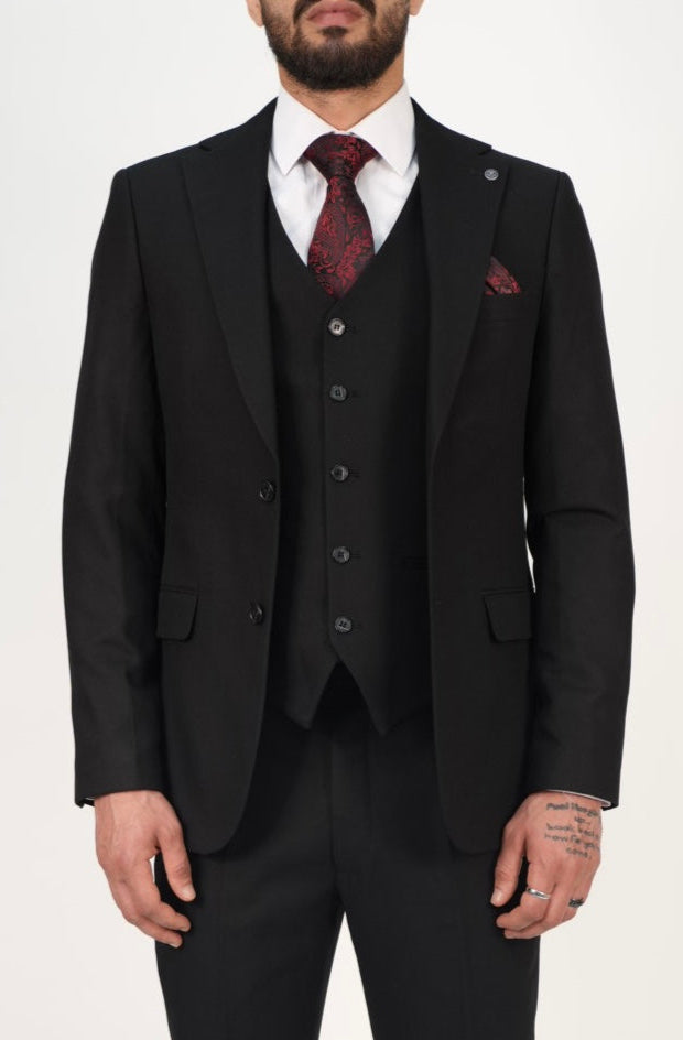 Milano Premium Black Blazer & Waistcoat