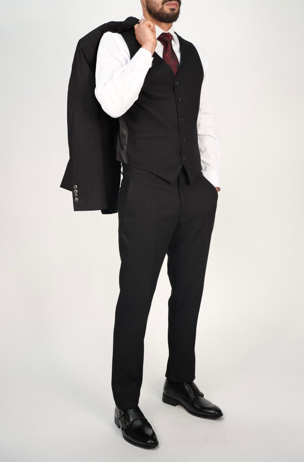 Milano Premium Black Three Piece Suit