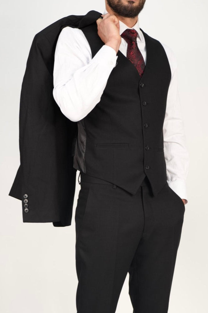 Milano Premium Black Blazer & Waistcoat
