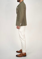 Owen Olive Green Pinstripe Double Breasted Blazer