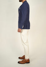 Owen Dark Blue Pinstripe Double Breasted Blazer
