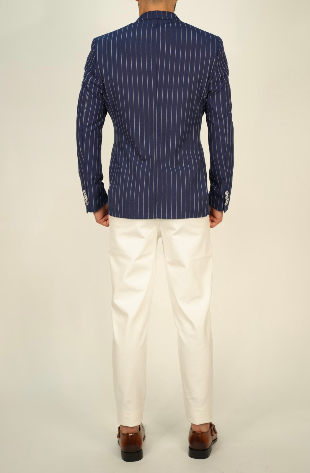 Owen Dark Blue Pinstripe Double Breasted Blazer