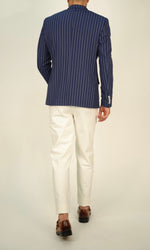 Owen Dark Blue Pinstripe Double Breasted Blazer