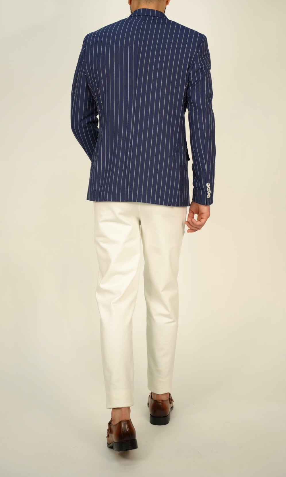 Owen Dark Blue Pinstripe Double Breasted Blazer