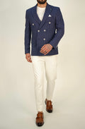 Owen Dark Blue Pinstripe Double Breasted Blazer