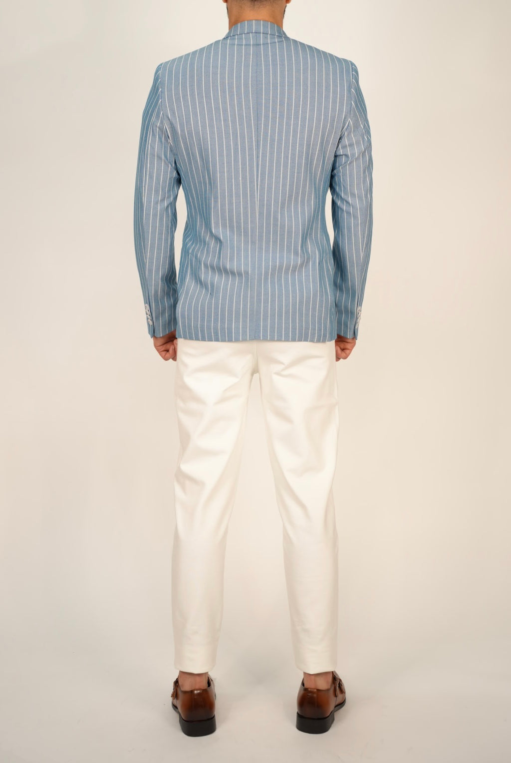 Owen Light Blue Pinstripe Double Breasted Blazer