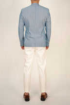 Owen Light Blue Pinstripe Double Breasted Blazer