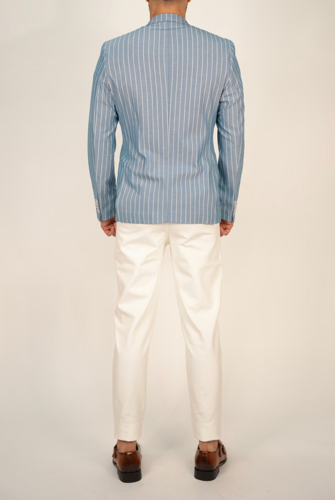 Owen Light Blue Pinstripe Double Breasted Blazer