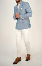 Owen Light Blue Pinstripe Double Breasted Blazer