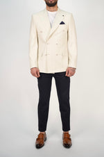 Owen Cream Pinstripe Double Breasted Blazer