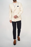 Owen Cream Pinstripe Double Breasted Blazer