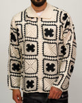 Crochet Shirt Jacket with Geometric Pattern