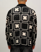 Crochet Shirt Jacket with Geometric Pattern