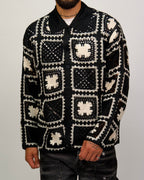 Crochet Shirt Jacket with Geometric Pattern