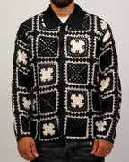 Crochet Shirt Jacket with Geometric Pattern