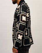 Crochet Shirt Jacket with Geometric Pattern