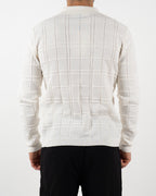 White Textured Check Quarter Zip Polo