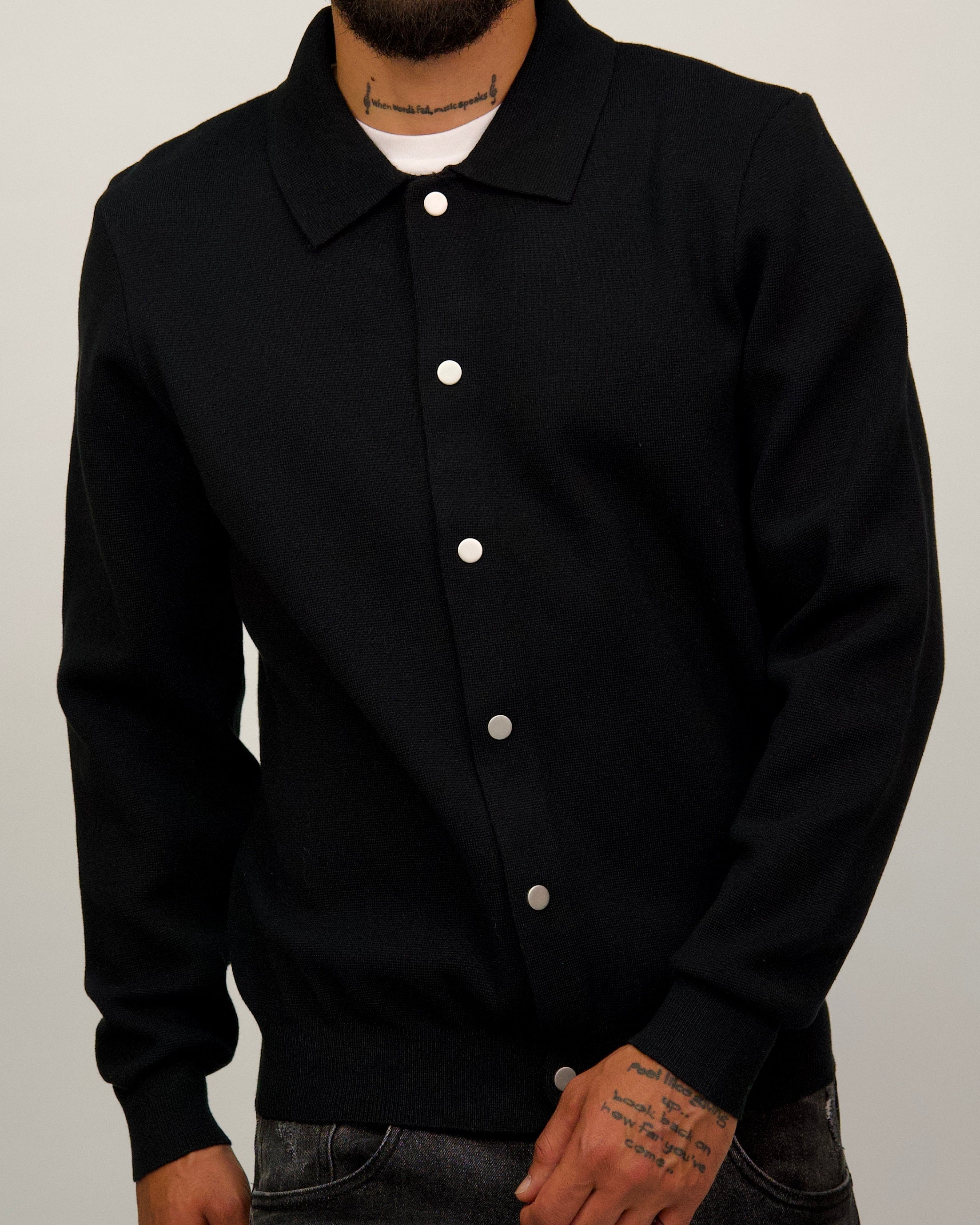 Knit Button-Up Shirt Jacket