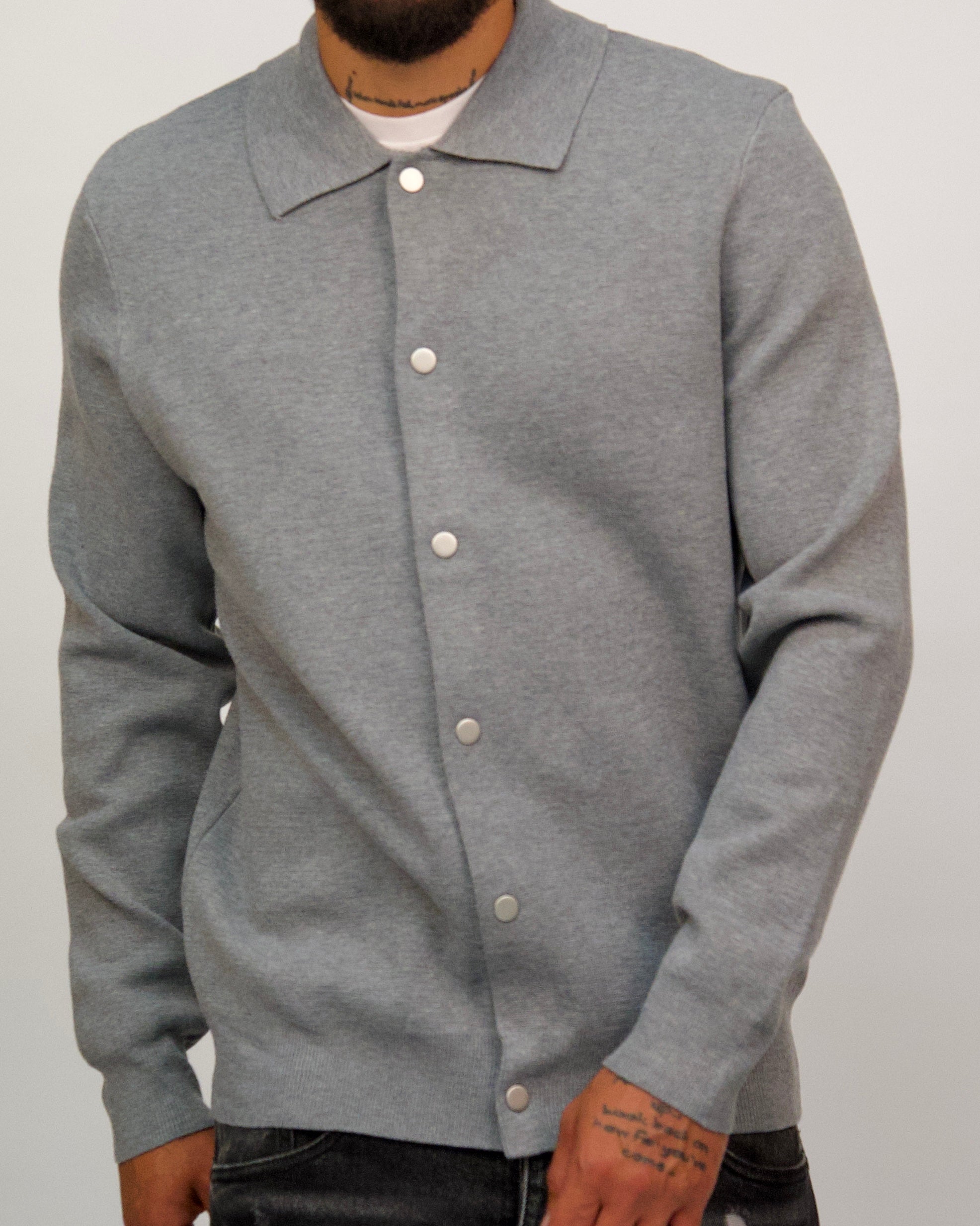 Knit Button-Up Shirt Jacket