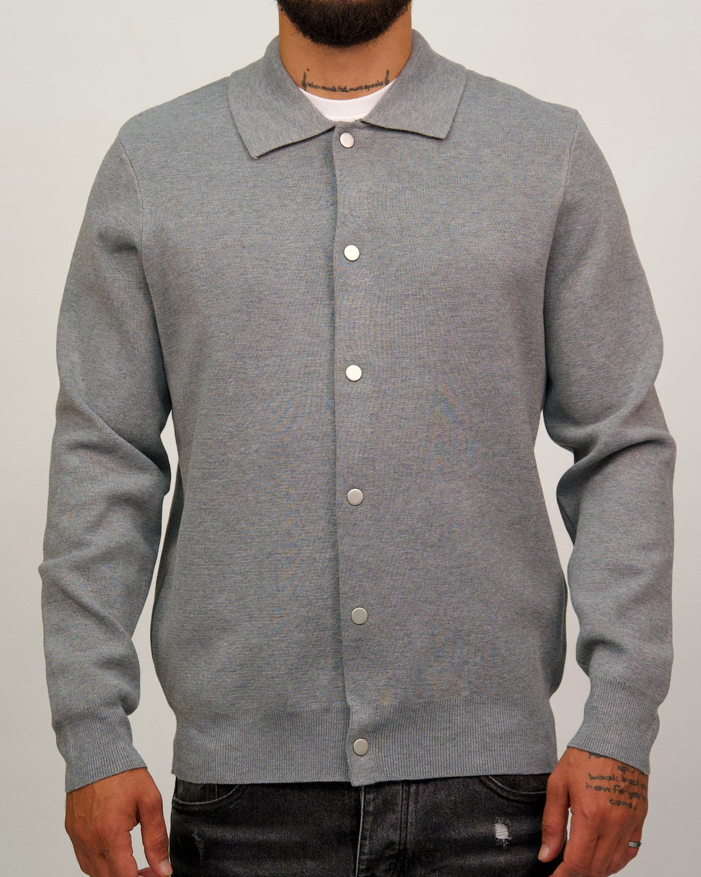 Knit Button-Up Shirt Jacket