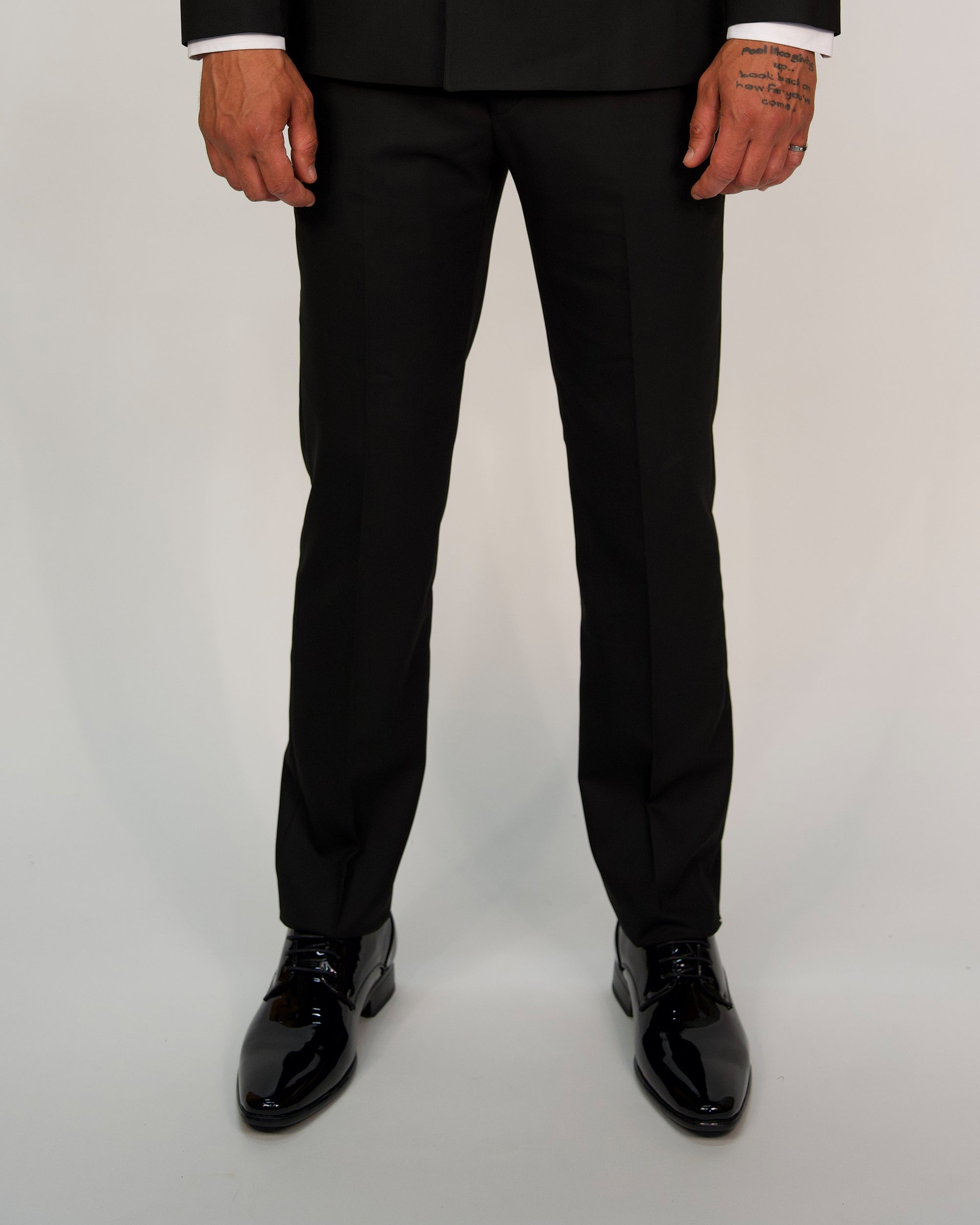 Milano Black Double Breasted Peak-Lapel Tux Suit