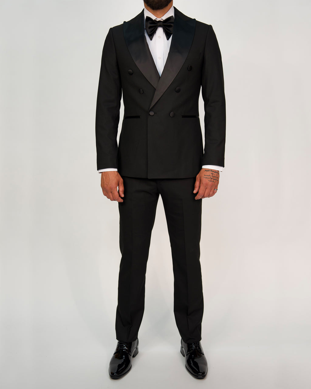 Milano Black Double Breasted Peak-Lapel Tux Suit