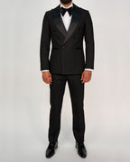 Milano Black Double Breasted Peak-Lapel Tux Suit