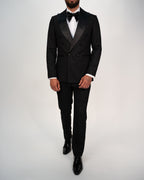 Milano Black Double Breasted Peak-Lapel Tux Suit
