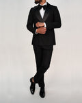 Milano Black Double Breasted Peak-Lapel Tux Suit