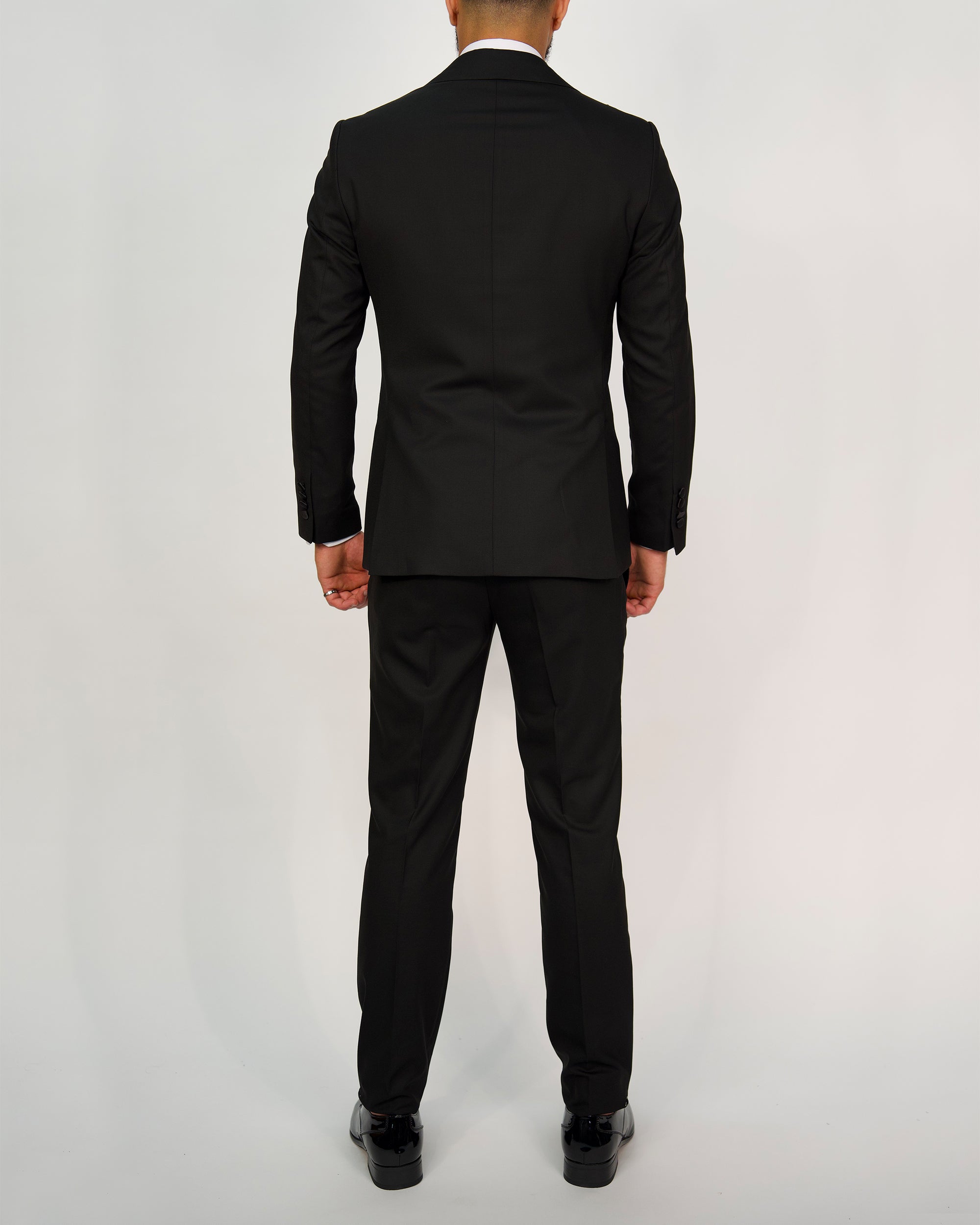 Milano Black Double Breasted Peak-Lapel Tux Suit