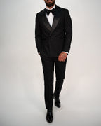 Milano Black Double Breasted Peak-Lapel Tux Suit