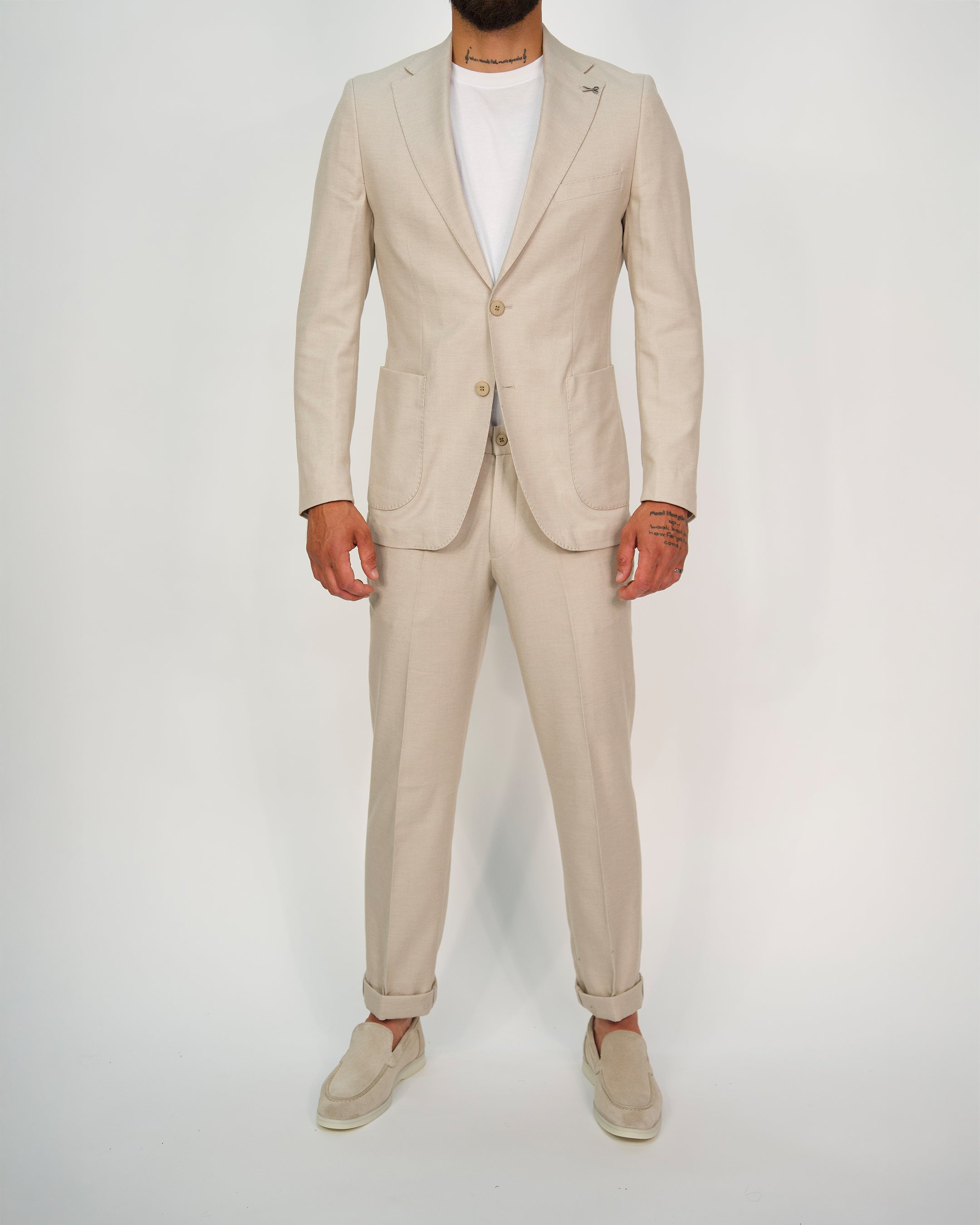 Milano Beige Linen Two-Piece Suit
